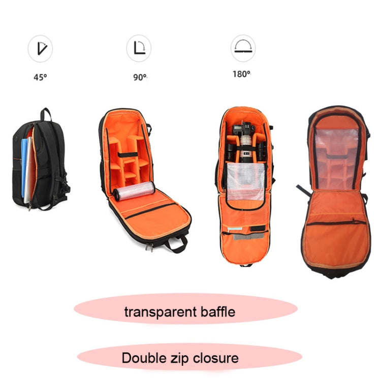 Oxford Cloth Waterproof Photography Backpack 17 Inch Laptop Backpack(Orange) - Camera Accessories by buy2fix | Online Shopping UK | buy2fix