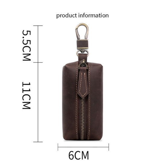 QY-9029 Car Universal Retro Crazy Horse Leather Key Case(Dark Coffee) by buy2fix