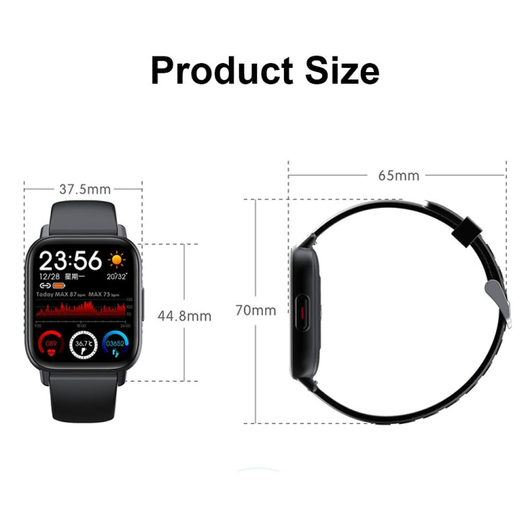 QS16Pro 1.69-Inch Health Monitoring Waterproof Smart Watch, Supports Body Temperature Detection, Color: Silver Gray - Smart Wear by buy2fix | Online Shopping UK | buy2fix