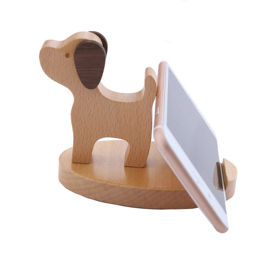 Wooden Mobile Phone Bracket Beech Lazy Mobile Phone Holder,Style: Puppy by buy2fix