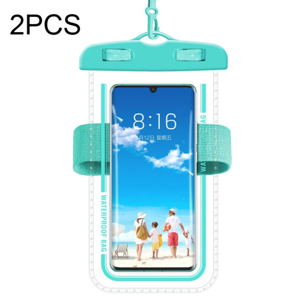 2 PCS Armband Style Transparent Waterproof Cell Phone Case Swimming Cell Phone Bag(Macaron Blue) by buy2fix