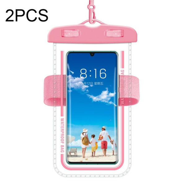 2 PCS Armband Style Transparent Waterproof Cell Phone Case Swimming Cell Phone Bag(Macaron Red) by buy2fix