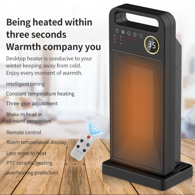 LCD Digital Display Rotary Remote Control Heater PTC Ceramic Heating Heater, Spec: UK Plug (Black) - Consumer Electronics by buy2fix | Online Shopping UK | buy2fix