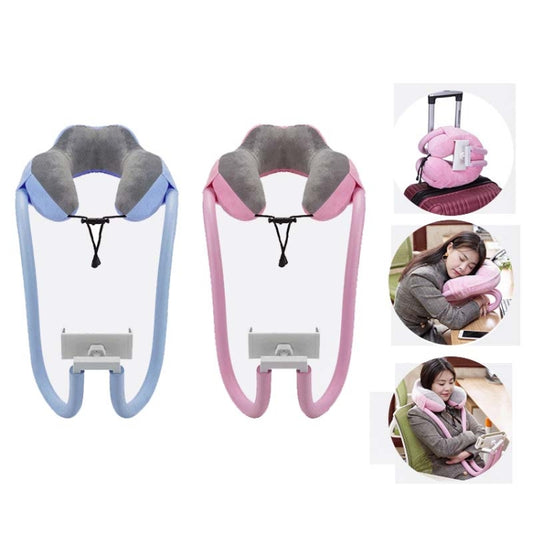 U-shaped Pillow Mobile Phone Bracket Hanging Neck Lazy Bracket(Light Pink) by buy2fix