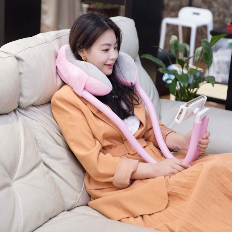 U-shaped Pillow Mobile Phone Bracket Hanging Neck Lazy Bracket(Light Pink) - Lazy Bracket by buy2fix | Online Shopping UK | buy2fix