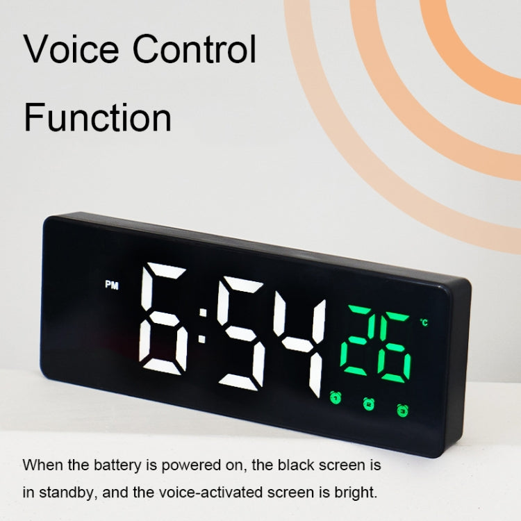 0715 Voice-activated LED Mute Date Temperature Display Electronic Clock(Black Surface Blue Light) by buy2fix