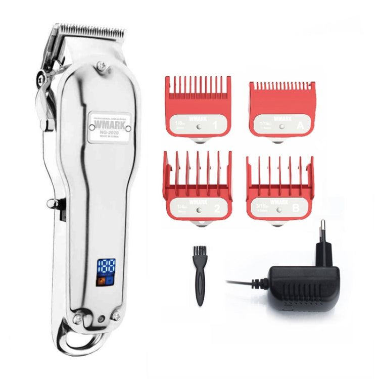 WMARK NG-2020B Metal Hair Clipper With LED Display Rechargeable Clipper, EU Plug, Color: Silver - Hair Trimmer by buy2fix | Online Shopping UK | buy2fix