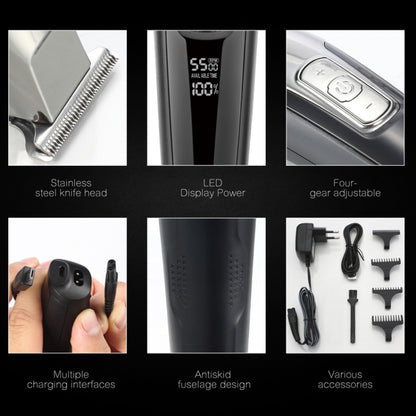 WMARK C24-HC011 USB Engraving Scissor LED Display Rechargeable Hair Clipper, EU Plug - Hair Trimmer by buy2fix | Online Shopping UK | buy2fix