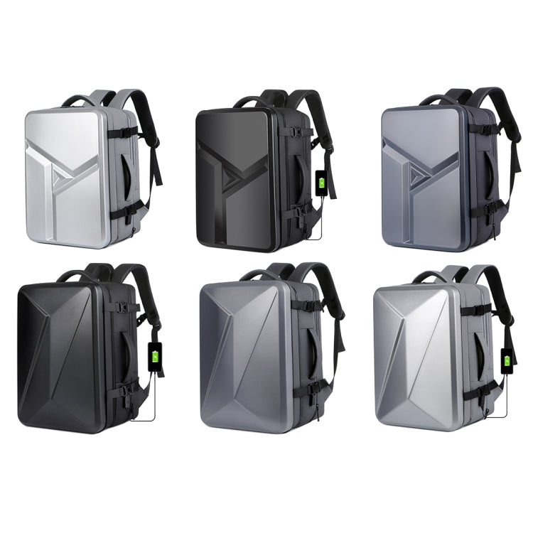 Large-capacity Waterproof Expandable Hard Shell Backpack with USB Charging Hole(162 Deep Gray) - Backpack by buy2fix | Online Shopping UK | buy2fix