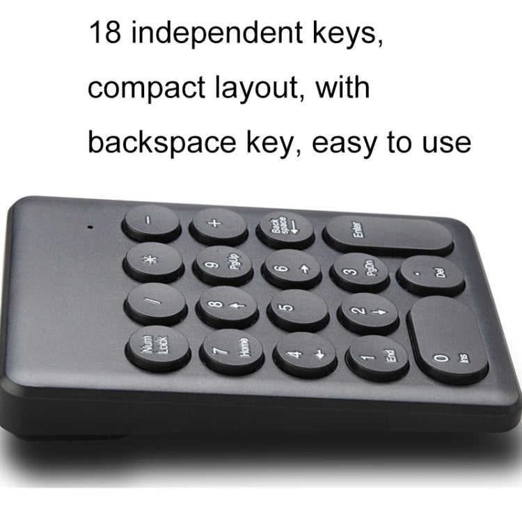 269 18 Keys Wireless Mini Numeric Keypad Accounting Bank Engineering Keypad(Black) - Wireless Keyboard by buy2fix | Online Shopping UK | buy2fix