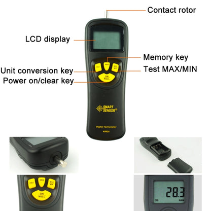 Smart Sensor AR925 LCD Display Contact Tachometer - Consumer Electronics by Smart Sensor | Online Shopping UK | buy2fix