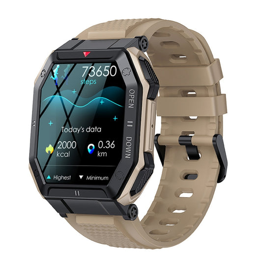 Heart Rate Blood Pressure Blood Oxygen Monitoring Outdoor Smart Bluetooth Watch(Khaki) - Sport Watches by buy2fix | Online Shopping UK | buy2fix