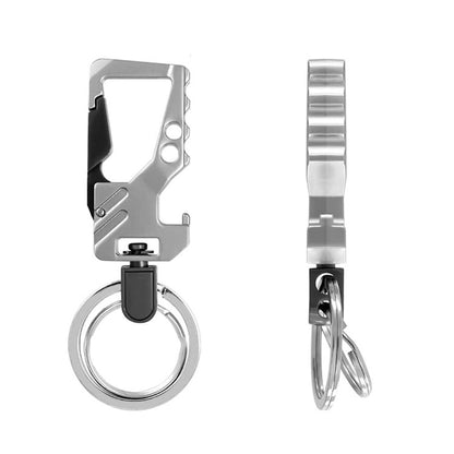 2 PCS QP-131 Multifunctional Double Ring Car Keychain Bottle Opener Carabiner(Black Gold) - In Car by buy2fix | Online Shopping UK | buy2fix