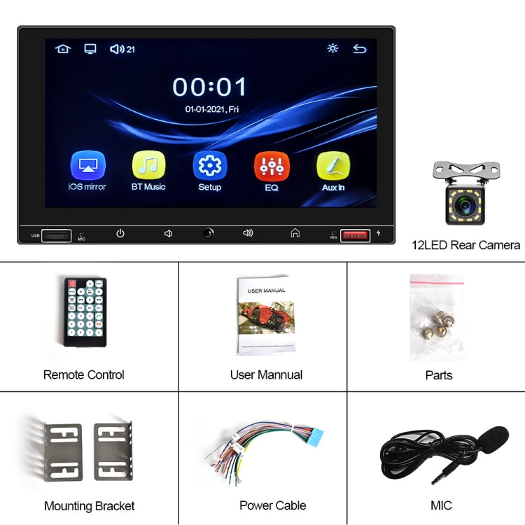 A2916 7 inch Dual-spindle Universal MP5 Car Carplay MP4 Player, Style: Standard+12 Light Camera - In Car by buy2fix | Online Shopping UK | buy2fix