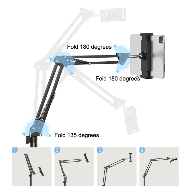 SSKY L10 Home Cantilever Ground Phone Holder Tablet Support Holder, Style: Retractable+Desktop Clip (White) - Lazy Bracket by SSKY | Online Shopping UK | buy2fix