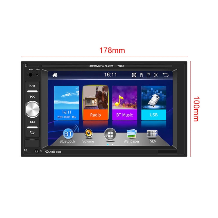 7622C 6.2 inch Dual Spindle HD Car Universal MP5 Carplay Player, Style: Standard+12 Light Camera - In Car by buy2fix | Online Shopping UK | buy2fix