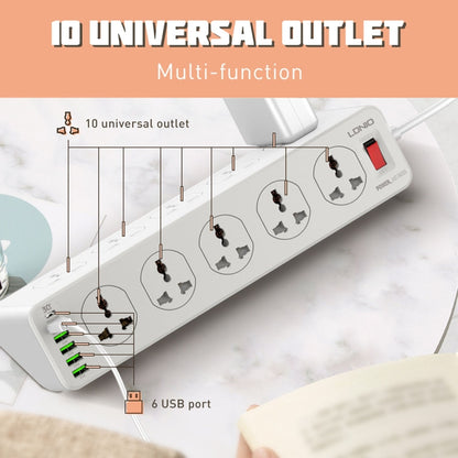 LDNIO SC10610 30W 10+6 Ports Multifunctional Travel Home Office Fast Charging Socket, Spec: US Plug - Extension Socket by LDNIO | Online Shopping UK | buy2fix