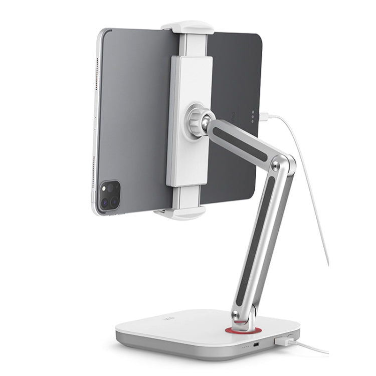 SSKY X38 Desktop Phone Tablet Stand Folding Online Classes Support, Style: Long Arm Charging Version (White) - Desktop Holder by SSKY | Online Shopping UK | buy2fix