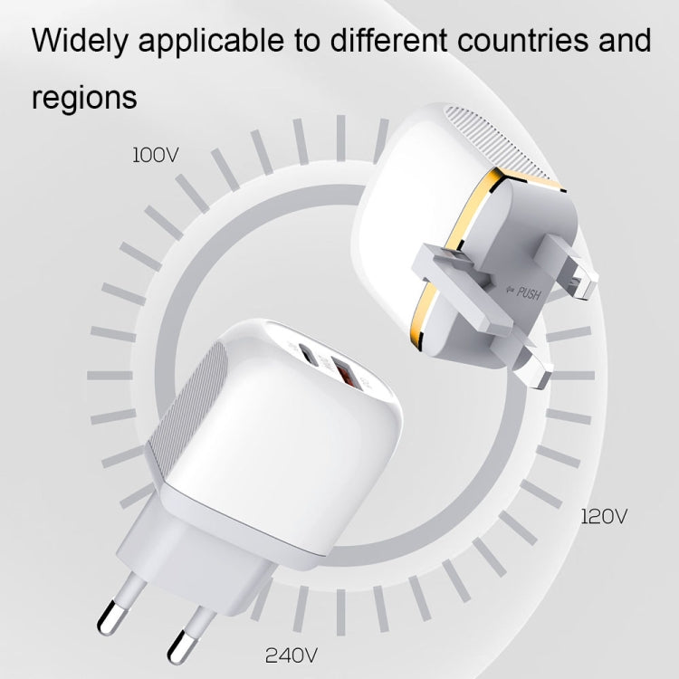 LDNIO A2316C 20W PD+QC 3.0 Phone USB Multi-hole Fast Charger EU Plug with Type-C to 8 Pin Cable - Mobile Accessories by LDNIO | Online Shopping UK | buy2fix