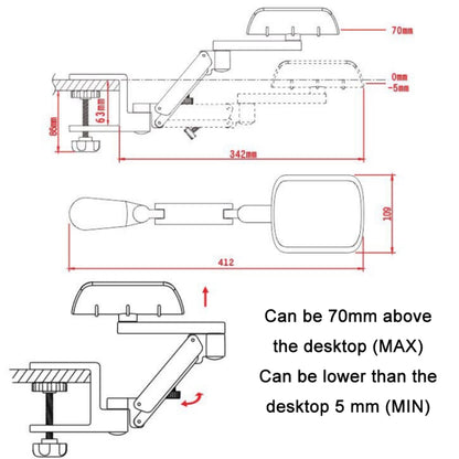 Aluminum Alloy Computer Desk Wrist Brace Arm Bracket, Color: Liftable Gray - Other by buy2fix | Online Shopping UK | buy2fix