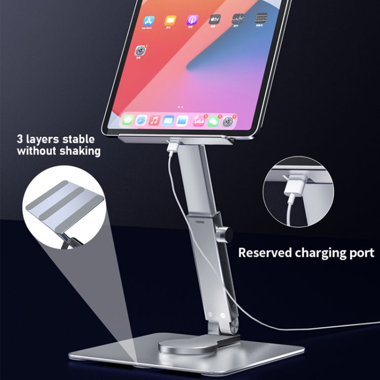 JUNDNE H06 Desktop Folding Phone Stand Portable Telescopic Rotary Tablet Stand(Deep Grey) - Laptop Stand by JUNDNE | Online Shopping UK | buy2fix