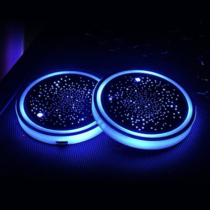 1 Pair Automotive LED Colorful Luminous Water Coaster Acrylic Car Cup Tank Atmosphere Lamp(Star Model) - In Car by buy2fix | Online Shopping UK | buy2fix