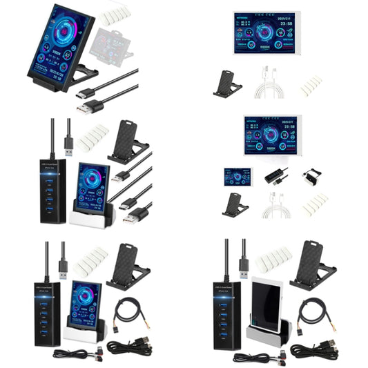 3.5 Inch IPS View All Computer Monitor USB Chassis Vice Screen Set 2 (Black) by buy2fix