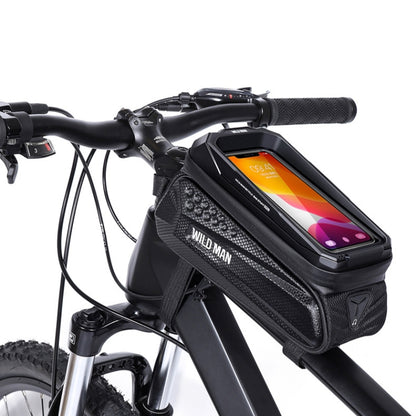 WILD MAN MS77 1.2L Mountain Bike EVA Hard Shell Touch Screen Front Beam Bag(Black) - Bicycle Bags by WILD MAN | Online Shopping UK | buy2fix