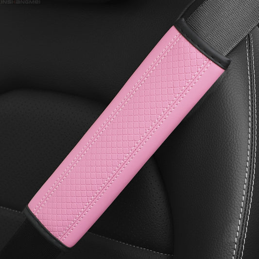 Fiber Leather Embossed Car Seat Belt Shoulder Cover Protector 6.5X23cm(Pink) - In Car by buy2fix | Online Shopping UK | buy2fix
