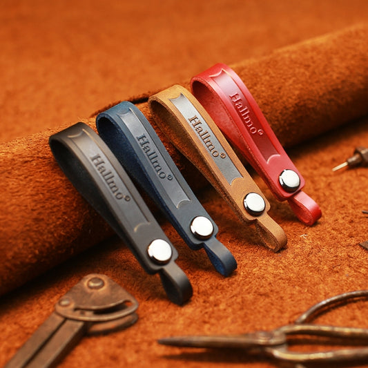 Hallmo First Layer Cowhide Leather Car Keychain(Crazy Horse Leather Brown) by Hallmo