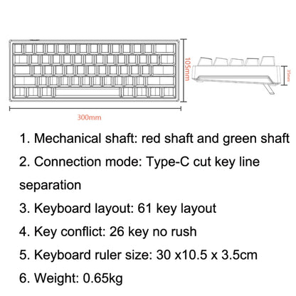 LEAVEN K620 61 Keys Hot Plug-in Glowing Game Wired Mechanical Keyboard, Cable Length: 1.8m, Color: Black White Green Shaft - Wired Keyboard by LEAVEN | Online Shopping UK | buy2fix