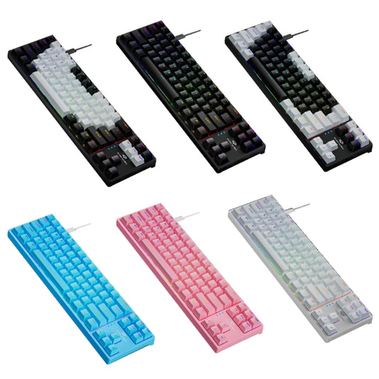 Dark Alien K710 71 Keys Glowing Game Wired Keyboard, Cable Length: 1.8m, Color: Pink Green Shaft by Dark Alien