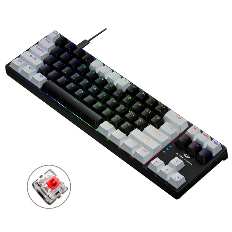 Dark Alien K710 71 Keys Glowing Game Wired Keyboard, Cable Length: 1.8m, Color: White Black Red Shaft - Wired Keyboard by Dark Alien | Online Shopping UK | buy2fix