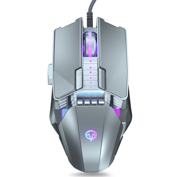 Dark Alien V710 7 Keys Metal Office Wired Glowing Mouse, Cable Length: 1.78m(Silver) - Wired Mice by Dark Alien | Online Shopping UK | buy2fix