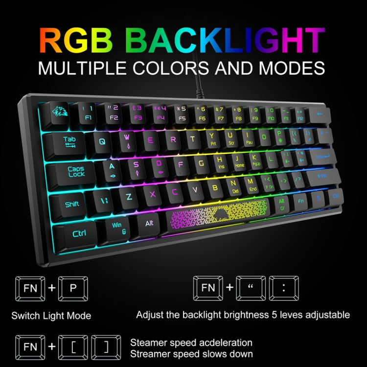 ZIYOULANG K61 62 Keys Game RGB Lighting Notebook Wired Keyboard, Cable Length: 1.5m(White) - Wired Keyboard by ZIYOULANG | Online Shopping UK | buy2fix