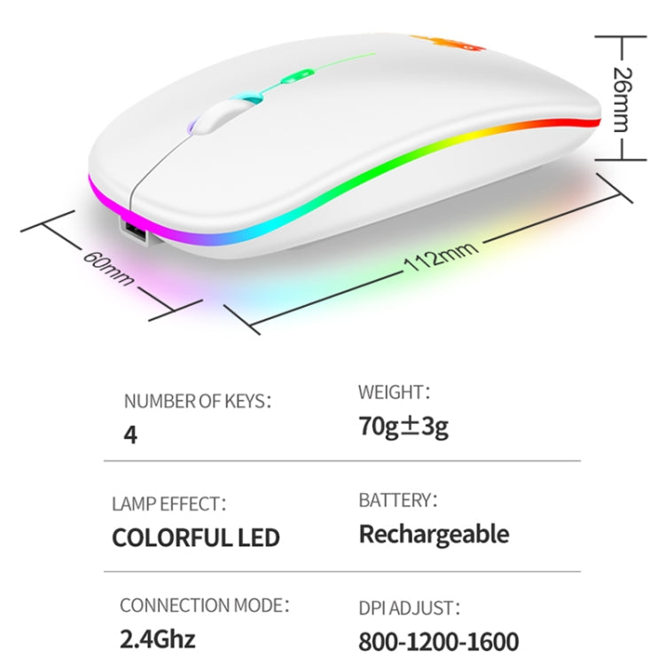 XUNSVFOX XYH50 4 Keys USB Charging Business Office Wireless Light Mouse(White) - Wireless Mice by XUNSVFOX | Online Shopping UK | buy2fix