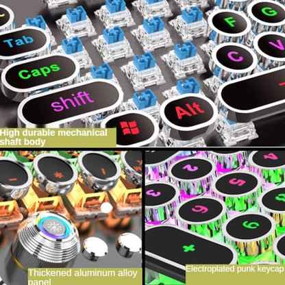 K820 104 Keys Retro Punk Plating Knob Glowing Wired Green Shaft Keyboard, Cable Length: 1.6m, Style: White Light (Blue) - Wired Keyboard by buy2fix | Online Shopping UK | buy2fix