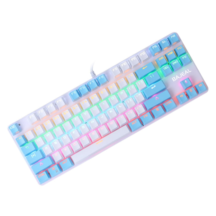 BAJEAL K100 87 Keys Green Shaft Wired Mechanical Keyboard, Cable Length: 1.6m(White Blue) - Wired Keyboard by BAJEAL | Online Shopping UK | buy2fix