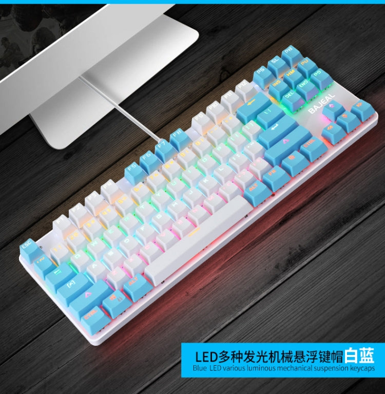 BAJEAL K100 87 Keys Green Shaft Wired Mechanical Keyboard, Cable Length: 1.6m(White Blue) - Wired Keyboard by BAJEAL | Online Shopping UK | buy2fix