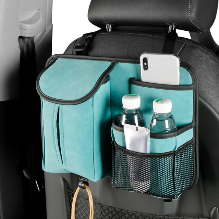 DE RAN FU Flip Fur Car Seat BackTissue Box Storage Hanging Bag With Hook(Blue) - In Car by buy2fix | Online Shopping UK | buy2fix