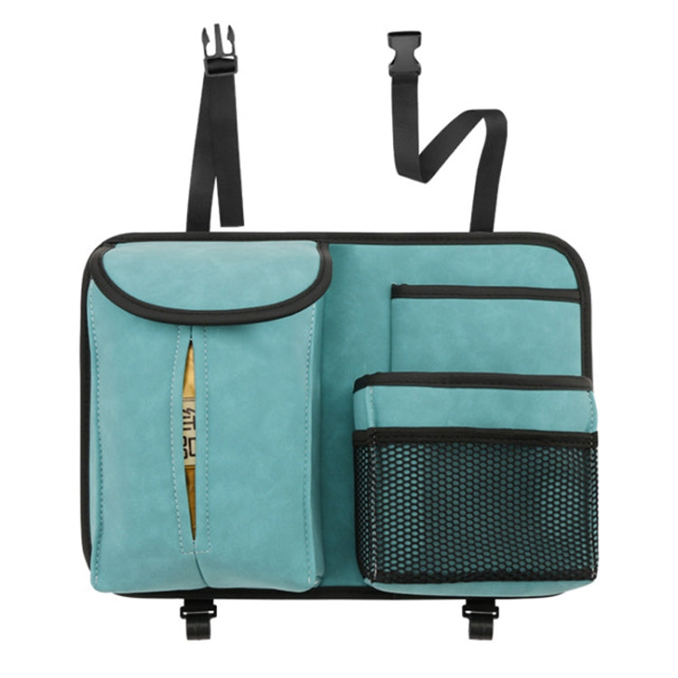 DE RAN FU Flip Fur Car Seat BackTissue Box Storage Hanging Bag With Hook(Blue) - In Car by buy2fix | Online Shopping UK | buy2fix