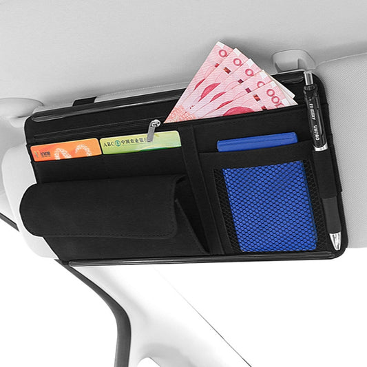 DE RAN FU Car Shade Glasses Box Storage Bag Car Flip Fur Glue Box Zipper Card Bag(Black) - In Car by DE RAN FU | Online Shopping UK | buy2fix