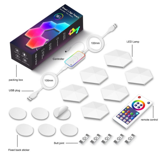Gaming Ambient Light Smart Chiclet Backdrop Quantum Wall Light, Versions: WIFI(6 PCS/Set) by buy2fix