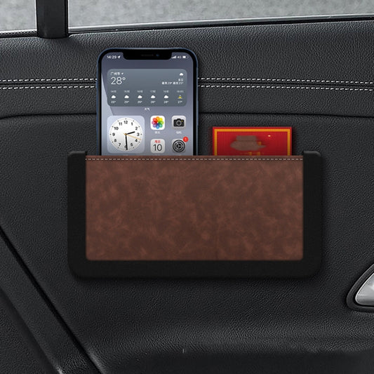 DE RAN FU Car Phone Storage Box Self-adhesive Rolling Pyebata Storage Bag(Brown) - In Car by DE RAN FU | Online Shopping UK | buy2fix