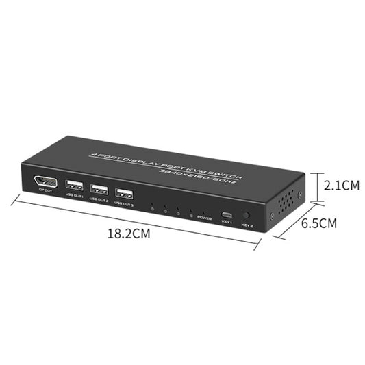 FJGEAR FJ-DK401 60HZ 4 Ports DP+USB To KVM Switcher With Desktop Controller by FJGEAR