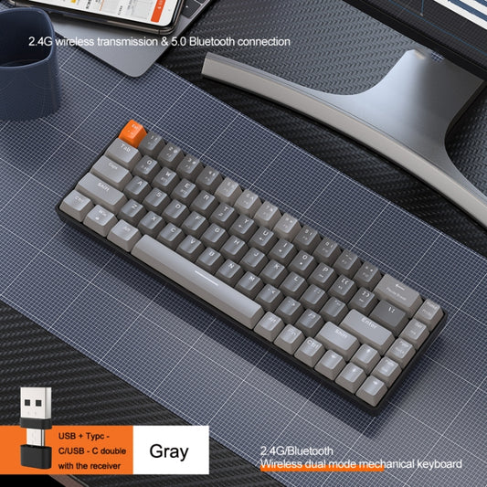 ZIYOU LANG K68 68 Keys Bluetooth Wireless Dual Model Mechanical Keyboard, Style: Green Shaft Version (Gray) by ZIYOU LANG