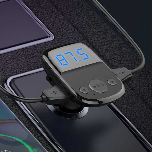 LDNIO C706Q QC3.0+AUTO-ID Car Bluetooth FM Music Digital Display Car Charger with 8 Pin Cable by LDNIO