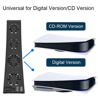For PS5 IPLAY HBP-307 PS5 Game Console Cooling Fan with USB Port and Indicator Light(Black) - Others by IPLAY | Online Shopping UK | buy2fix