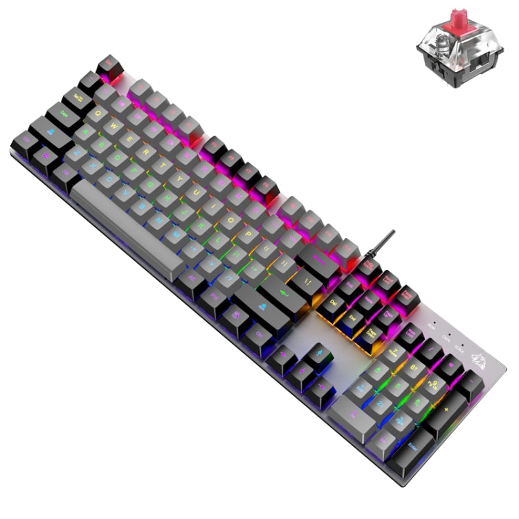 ZIYOU LANG K1 104 Keys Office Punk Glowing Color Matching Wired Keyboard, Cable Length: 1.5m(Gray Black Red Axis) - Wired Keyboard by ZIYOU LANG | Online Shopping UK | buy2fix