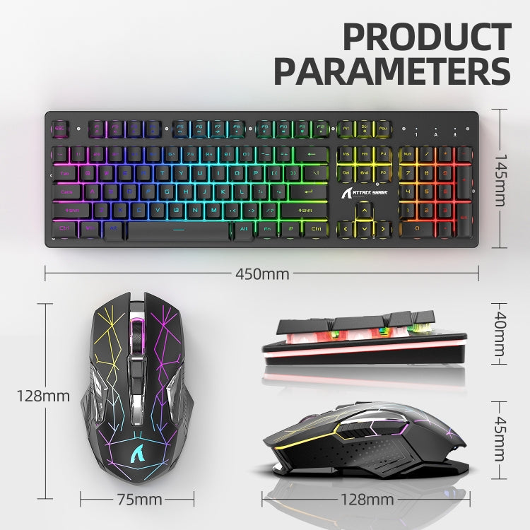 Attack Shark T3RGB RGB Luminous Wireless Keyboard And Mouse Set(Black) - Wireless Keyboard by Attack Shark | Online Shopping UK | buy2fix